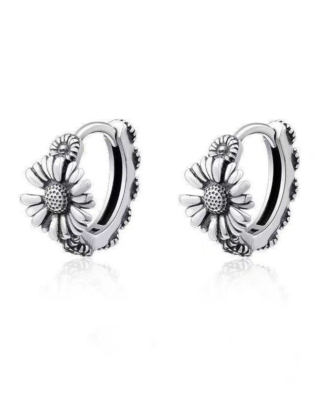 Chic Men Silk Copper Little Daisy Hoop Earrings