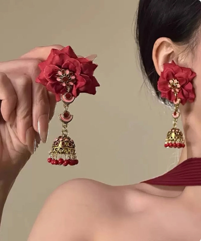 Chic Mulberry Sterling Silver Overgild Rose Tassel Drop Earrings