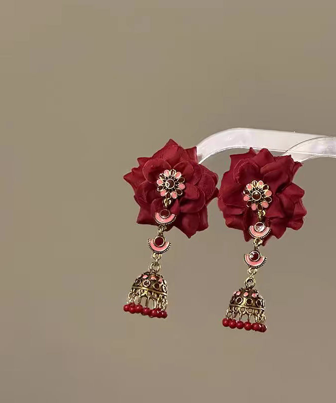 Chic Mulberry Sterling Silver Overgild Rose Tassel Drop Earrings