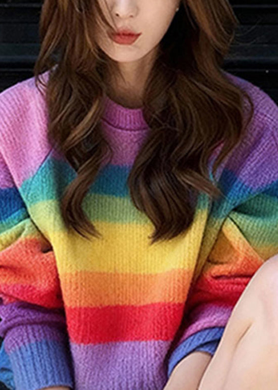 Chic O Neck Striped Warm Knit Sweaters Fall