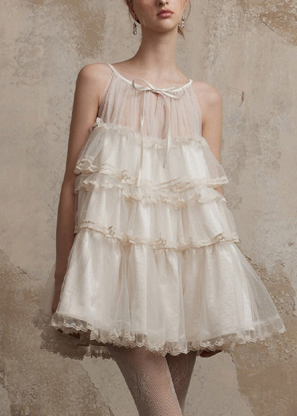 Chic Pink Ruffled Patchwork Tulle Mini Dresses Summer