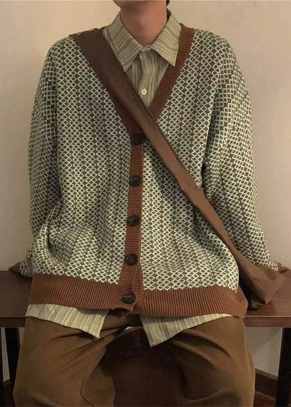 Chic Plaid Button Mens Knit Pullover Vest V Neck Sleeveless