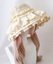 Chic Purple Bow Ruffled Patchwork Floppy Sun Hat