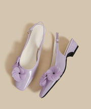 Chic Purple Floral Splicing Chunky Sandals Faux Leather