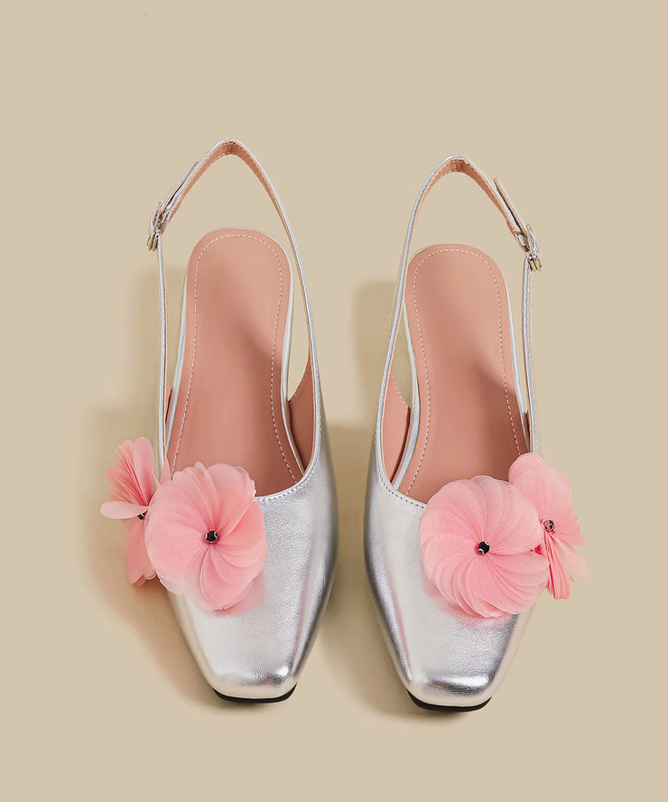 Chic Purple Floral Splicing Chunky Sandals Faux Leather