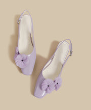 Chic Purple Floral Splicing Chunky Sandals Faux Leather