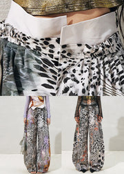 Chic Purple Leopard High Waist Cotton Wide Leg Pants Summer