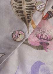 Chic Purple Oversized Print Cotton Shirt Top Fall