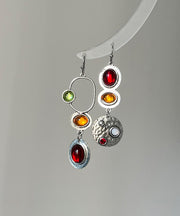 Chic Rainbow Sterling Silver Alloy Geometry Hollow Out Drop Earrings
