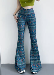 Chic Red Print Elastic Waist Nylon Bottom Trousers