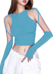 Chic Rose Asymmetrical Cold Shoulder Top Summer