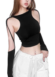 Chic Rose Asymmetrical Cold Shoulder Top Summer
