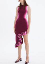 Chic Rose Asymmetrical Sequins Knit Dress Sleeveless