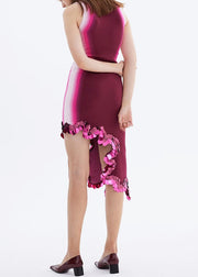 Chic Rose Asymmetrical Sequins Knit Dress Sleeveless