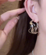 Chic Silk Metal Asymmetrical Hollow Out Hoop Earrings