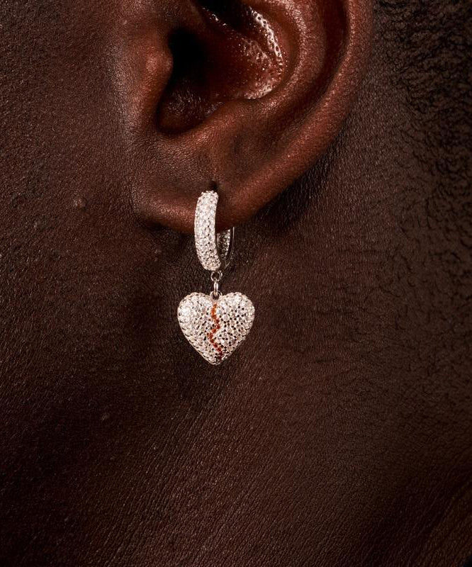 Chic Silk Sterling Silver Broken Heart Drop Earrings