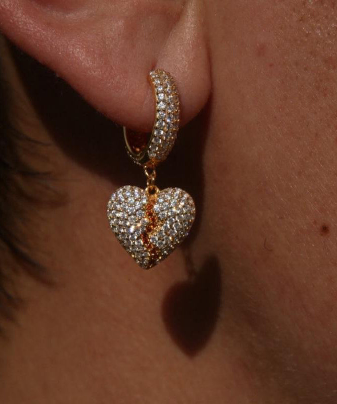 Chic Silk Sterling Silver Broken Heart Drop Earrings