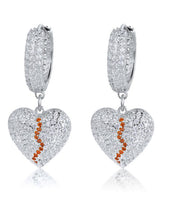 Chic Silk Sterling Silver Broken Heart Drop Earrings