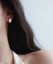 Chic Silk Sterling Silver C-Shaped Geometry Hoop Earrings