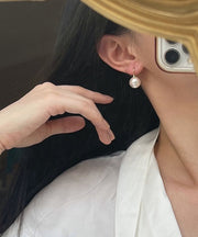 Chic Silk Sterling Silver Overgild Pearl Drop Earrings