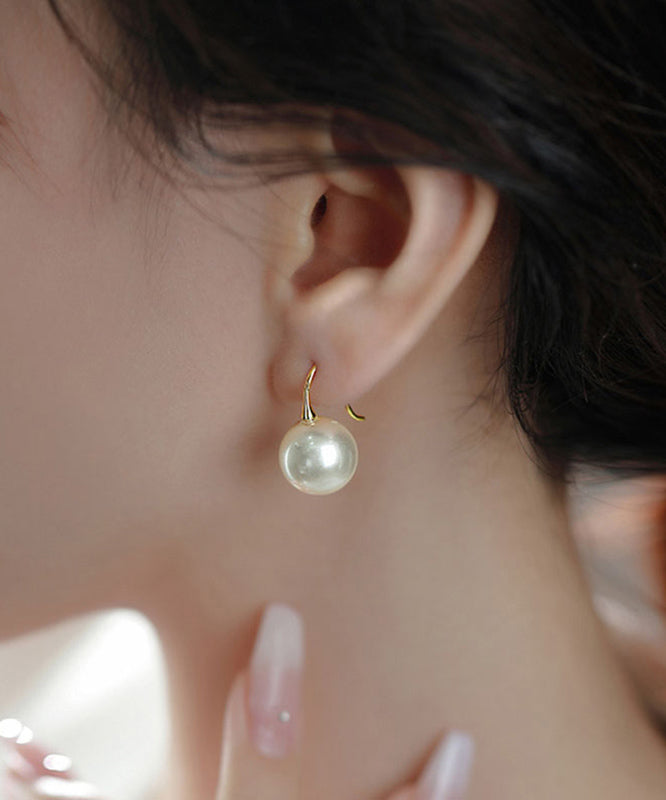Chic Silk Sterling Silver Overgild Pearl Drop Earrings