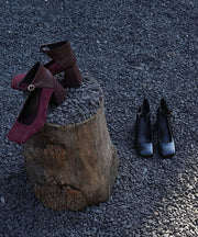 Chic Silver Buckle Strap Splicing Chunky Heel Shoes
