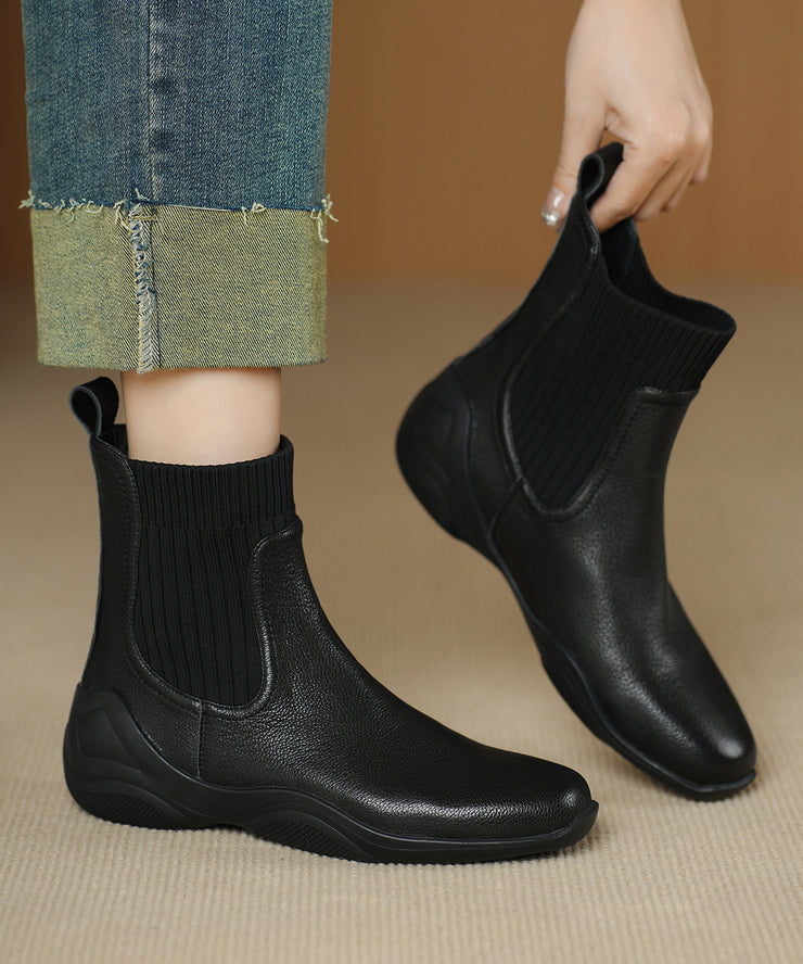 Chic Splicing Comfy Boots Brown Sheepskin