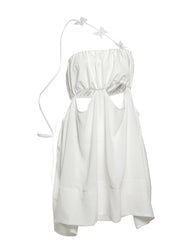 Chic Tulle Patchwork Sexy Hollow Bow Suspender Mini Dress