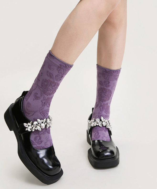 Chic Versatile Jacquard Cotton Crew Socks