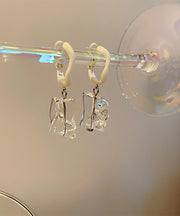 Chic White Acrylic Gem Stone Drop Earrings