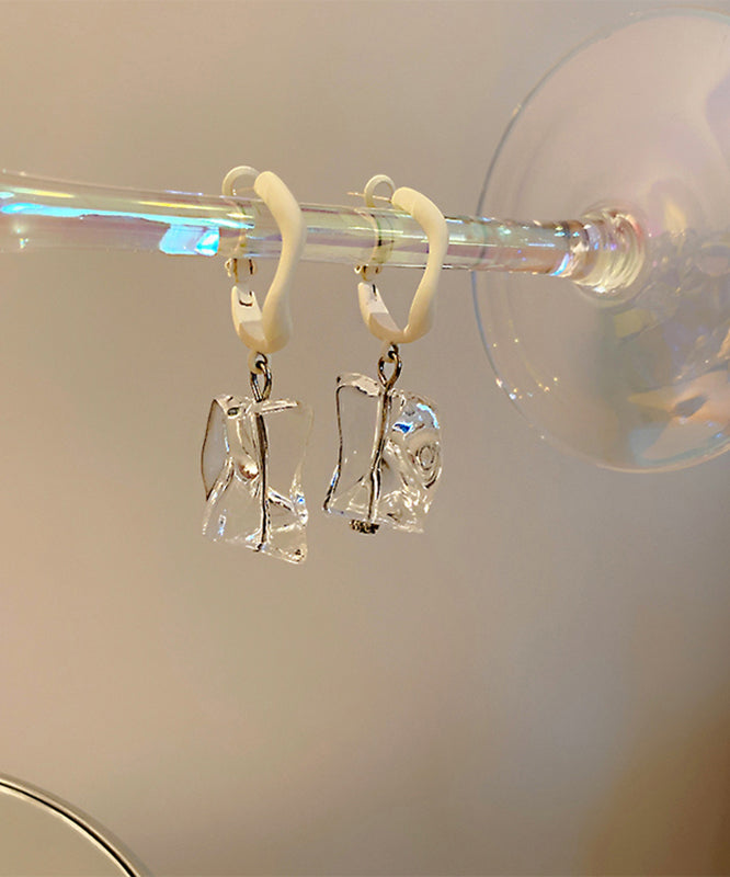 Chic White Acrylic Gem Stone Drop Earrings