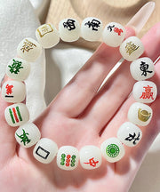 Chic White Alloy Buddhist Bead Mahjong Chain Bracelet