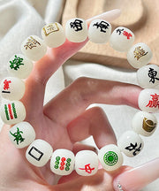 Chic White Alloy Buddhist Bead Mahjong Chain Bracelet