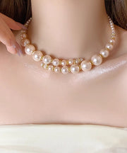Chic White Alloy Pearl Beading Collar Necklace
