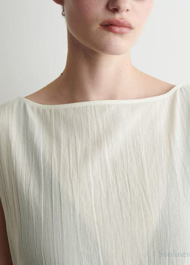 Chic White Backless Side Open Cotton Robe Dresses Sleeveless