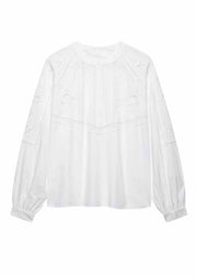 Chic White Hollow Out Embroidered Cotton Two Piece Set Fall