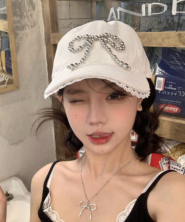 Chic White Lace Bow Versatile Baseball Cap Hat