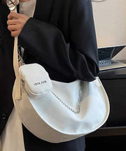 Chic White Large Capacity Canvas Hobo Bag