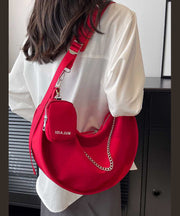 Chic White Large Capacity Canvas Hobo Bag