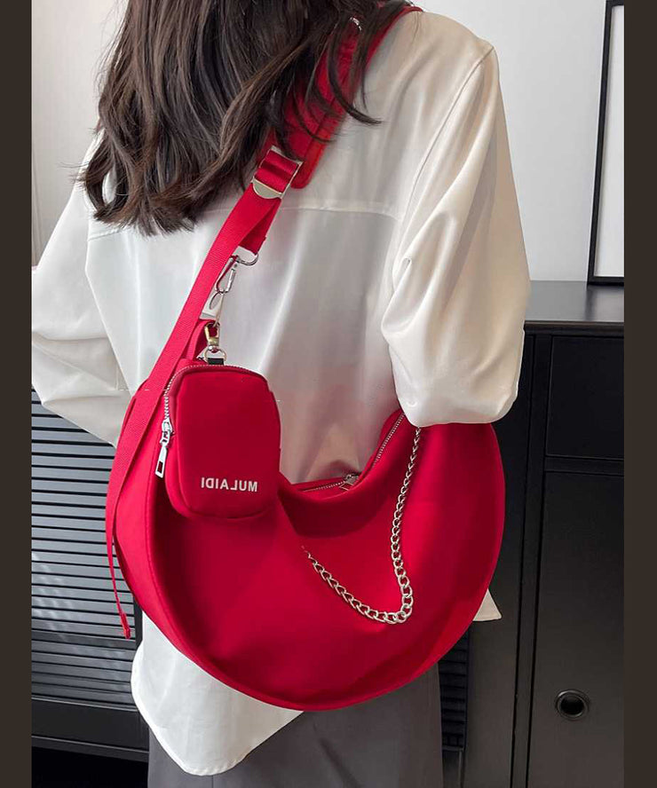 Chic White Large Capacity Canvas Hobo Bag