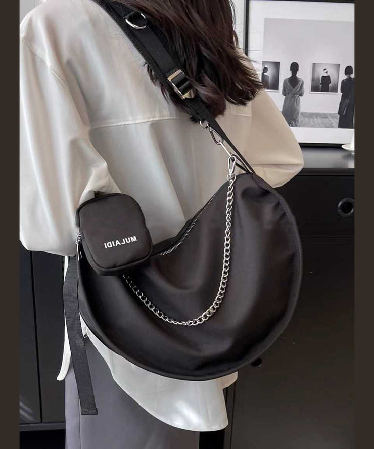 Chic White Large Capacity Canvas Hobo Bag