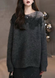 Chic White Oversized Patchwork Knitted Tops Fall
