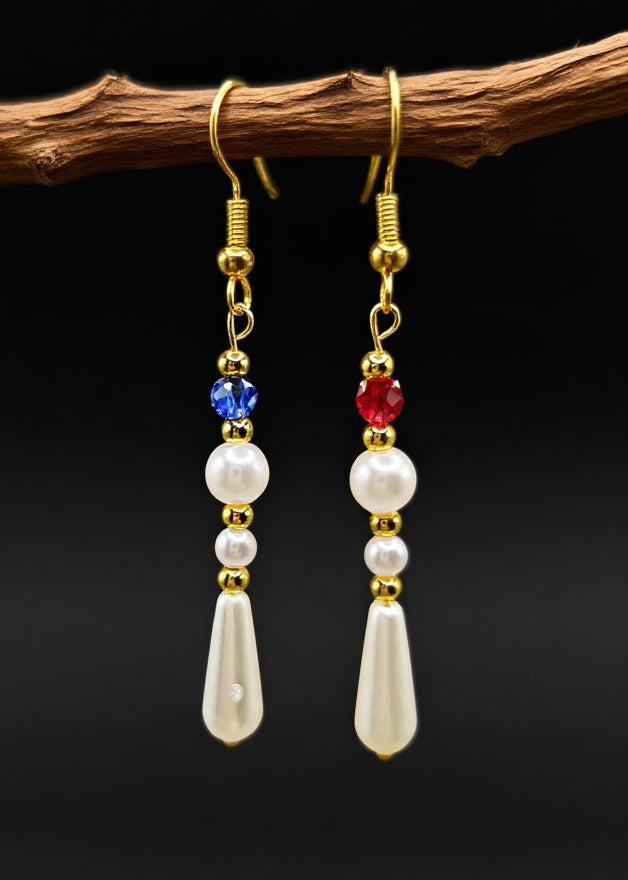 Chic White Pearl Asymmetrical Design Drop Earrings