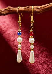 Chic White Pearl Asymmetrical Design Drop Earrings