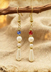 Chic White Pearl Asymmetrical Design Drop Earrings