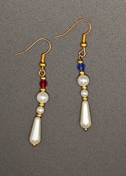 Chic White Pearl Asymmetrical Design Drop Earrings