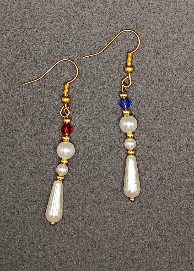 Chic White Pearl Asymmetrical Design Drop Earrings