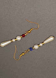Chic White Pearl Asymmetrical Design Drop Earrings