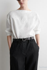 Chic White Slash Neck Back Lace Up Linen Shirts Spring