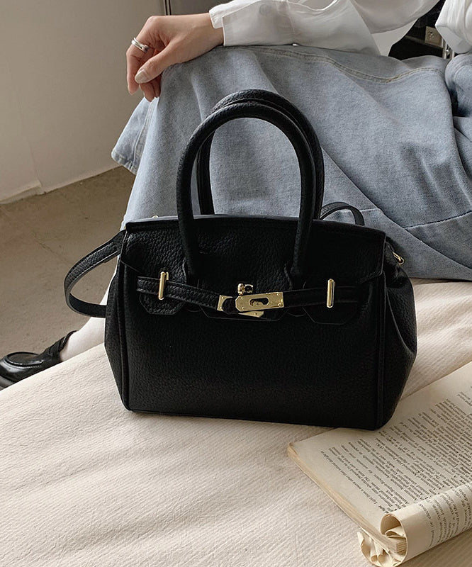 Chic White Solid Durable Faux Leather Tote Handbag